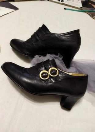 !! 💯 кожа!!чёрные кожаные туфли для золушки 22см!!