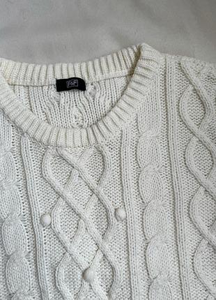 Теплий молочний бежевий светр молочний светр у язаний2 фото