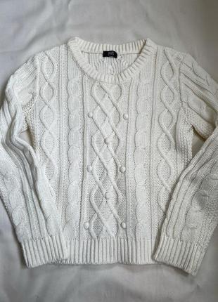 Теплий молочний бежевий светр молочний светр у язаний