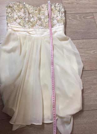 Платье мини белое на бюст с пайетками, свадебное, вечернее10 фото