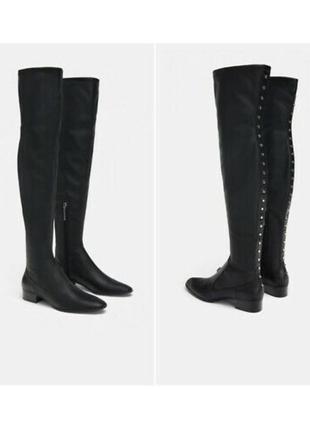 Чёрные ботфорты zara с кнопками