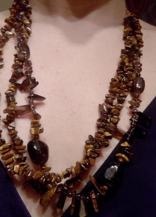 Кольє натуральний камінь тигрове око