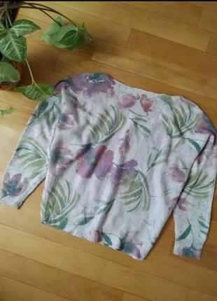 Шерстяной свитер в принт красивых цветов италия