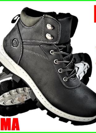 Ботинки зимние мужские кроссовки мех чёрные прошиты (размеры: 40) - 737