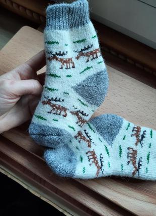 Дитячі вовняні шкарпетки з оленями3 фото