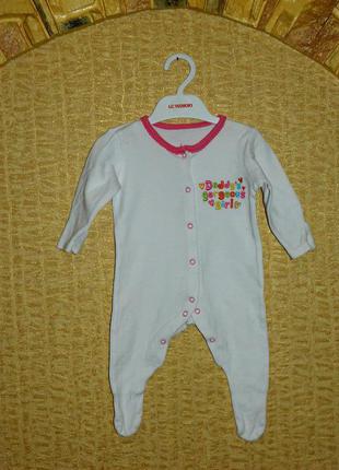Человечек на девочку белый с розовым воротничком 0-3 месяца tu
