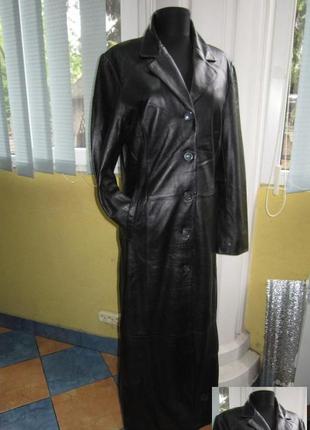 Шикарный длинный женский кожаный плащ river skin. англия. 50р. лот 10351 фото