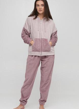 Костюм для дому з капюшоном рожевого кольору naviale 100050 dots&stripes rose