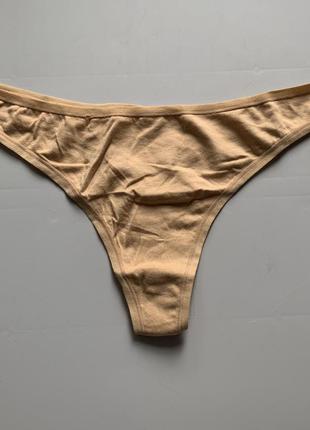 Бежевые базовые женские трусики стринги размер м и л хлопковые трусики