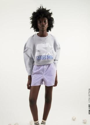 Zara starter худи свитшот укороченный оверсайз реглан свитер размер s новый