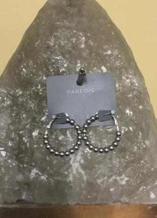 Сережки-кільця, сережки з сірими матовими перлинами