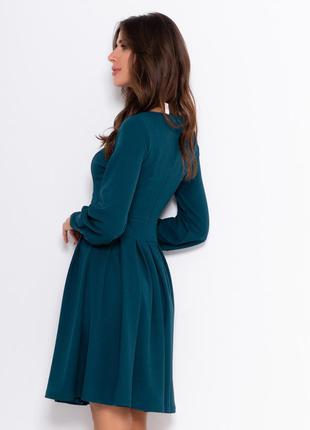 Деловое классическое платье демисезон длинный рукав до колен складка2 фото