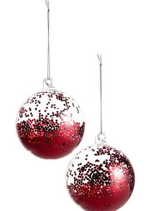 Рождественские украшения h&m home 2 шт в прозрачном стекле, наполненные красным конфетти.