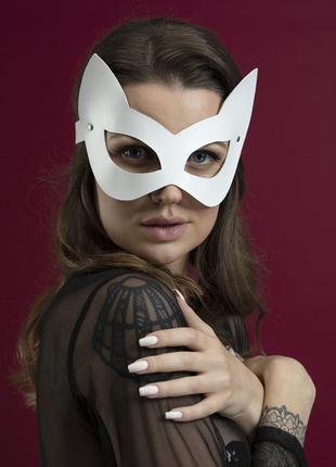 Маска кошечки feral feelings - kitten mask, натуральная кожа, белая