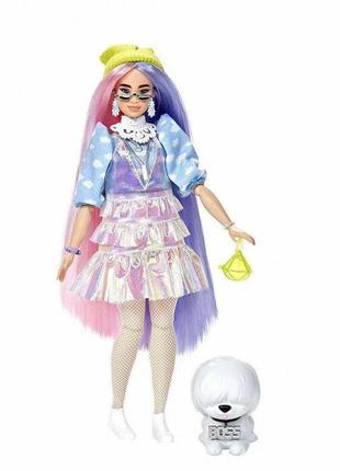 Кукла барби экстра модница мерцающий образ barbie extra doll in shimmery look with pet оригинал mattel