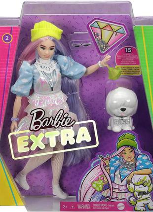 Кукла барби экстра модница мерцающий образ barbie extra doll in shimmery look with pet оригинал mattel7 фото