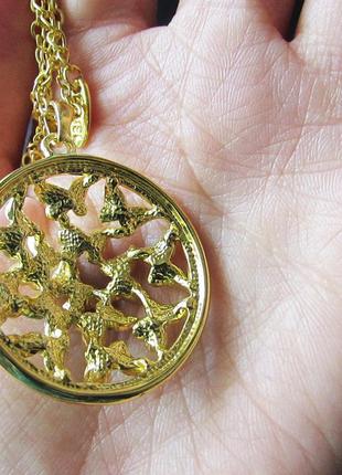 🏵️позолочений 18к ажурний кулон на ланцюгу метелики, новий! арт. 2674-16 фото