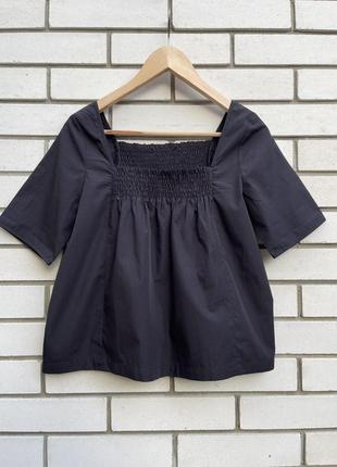 Чорна блуза,топ на резинці,бавовна,преміум бренд,шведський будинок моди,filippa k3 фото