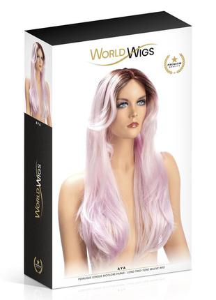Перука довге хвилясте волосся градієнт фіолетовий пурпурний2 фото