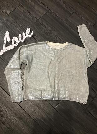 Свитерок с отблеском на девочку 10-12-13лт оверсайз
