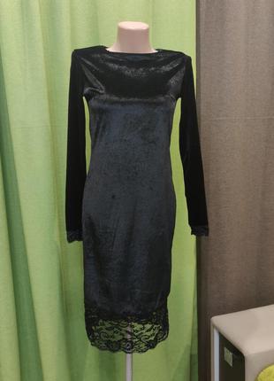 Сукня велюр з мереживом