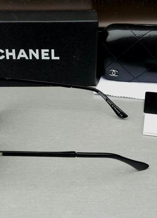 Chanel очки капли унисекс солнцезащитные черные с золотом поляризированые3 фото