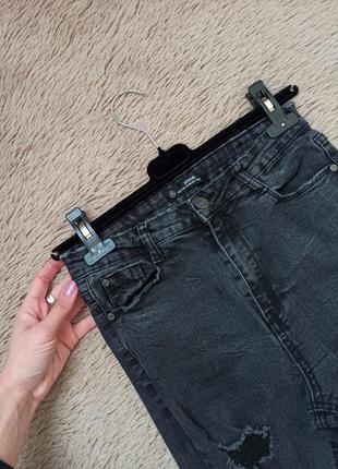 Классные серые рваные джинсы с высокой посадкой/штаны/брюки/джеггинсы4 фото