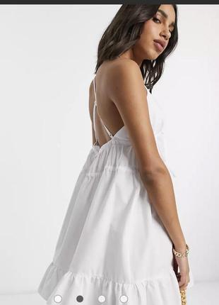Сарафан сукня біла zara бавовняне сукня пляжне з відкритою спиною