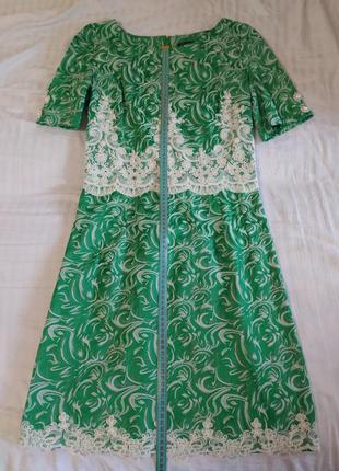 Сукня зелена з білим мереживом! майже нове! туреччина