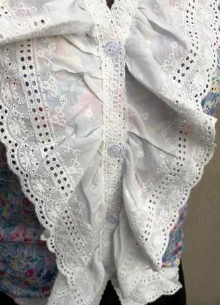 Винтаж,ретро стиль,блуза с кружевом,цветочный принт,2 фото