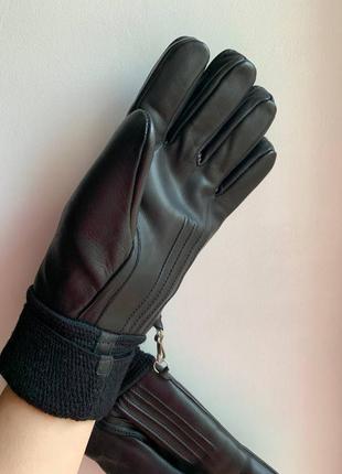 Шкіряні рукавички на натуральному хутрі6 фото