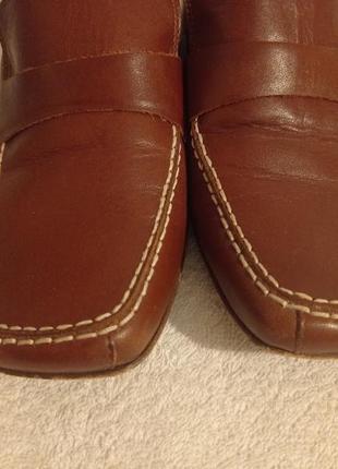 Х5. італійські шкіряні коричневі жіночі туфлі без шнурків на підборах лофери натуральна шкіра8 фото