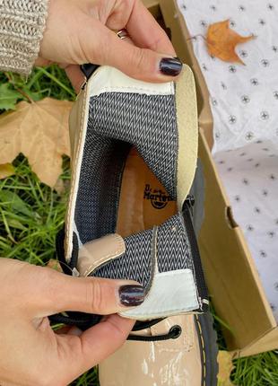 🍁dr martens jadon patent premium beige🍁черевики доктор мартінс жіночі весна-осінь, жіночі черевики мартінси на платформі5 фото