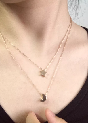 Багатошарове кольє намисто ланцюжок з підвіскою трендова біжутерія