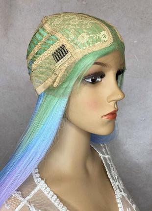 Парик на сетке lace front wig разноцветный длинный прямой радужный / перука на сітці різнокольорова5 фото