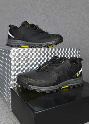 Мужские кроссовки reebok terrain чёрные с салатовым термо / smb