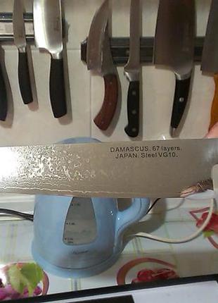 Нож дамаск премиум 67 слоев. cталь vg10 (23,5 см лезв). hrc 62+-13 фото