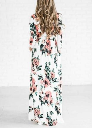 Длинное макси платье с цветочным принтом, в стиле бохо3 фото