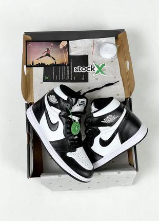 Круті чоловічі кросівки nike air jordan 1 retro stockx чорно-білі унісекс 36-45 р2 фото