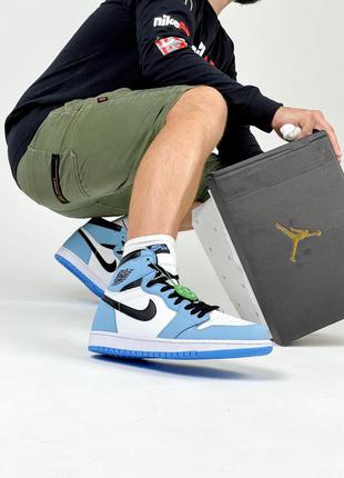 Классные мужские кроссовки nike air jordan brand holiday tee carbon heather stockx голубые с белым унисекс 36-45 р