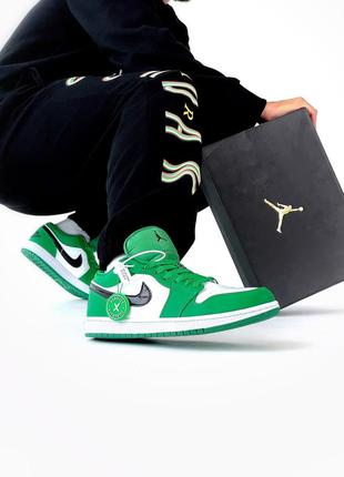 Топові чоловічі кросівки nike air jordan 1 stockx зелені з білим унісекс 36-45 р