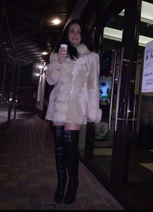 Шубка мутон - манто/ свадебная, оторочена песцом анна горностаева /