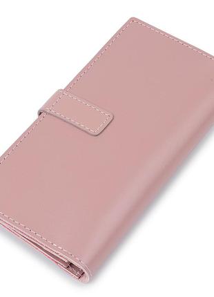 Кожаное женское матовое портмоне grande pelle 11545 розовый2 фото