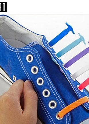 Цветные яркие силиконовые шнурки. 12 штук