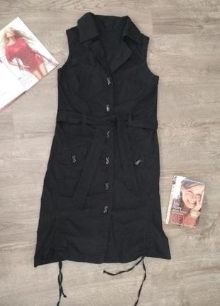 Черное платье на пуговицах, размер 42