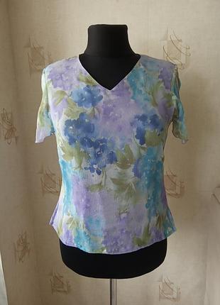 Натуральная блуза, шелк, акварель, jacques vert