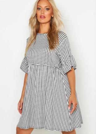 Белое платье в мелкую клетку boohoo plus size l xl xxl