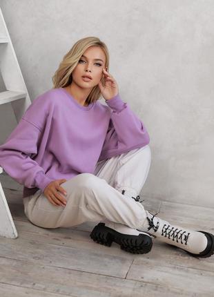 Бузкова тепла толстовка на флісі крою "летюча миша"