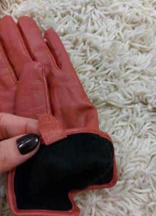 Перчатки натуральная кожа кораловые рукавички4 фото