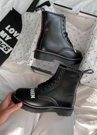 Натуральные женские ботинки с мехом